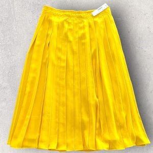 NWT J.Crew Yellow Pleated Chiffon Midi Skirt Size 4